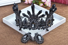 Load image into Gallery viewer, HIMSTORY Luxurious Handmade Black Crystal Wedding Hair Crown Queen Bridal Tiara Hair Accessories Women Jewelry Headwear