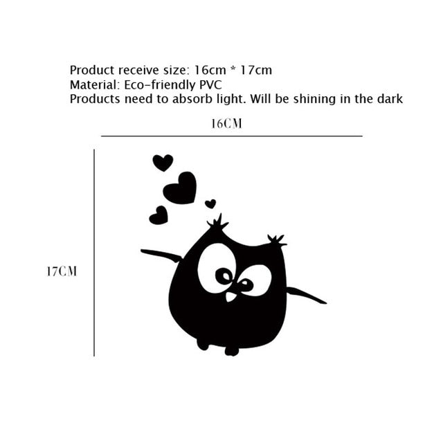 Cartoon Luminous Owl switch wall sticker bedroom living room home decoration for kids baby room Glow in the dark decals Stickers