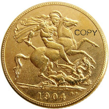 Load image into Gallery viewer, FULL SET (1902-1910) 9PCS KING EDWARD VII MATT PROOF GOLD PLATED 1 SOVEREIGN (1LSD) COPY COINS
