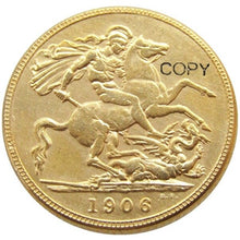 Load image into Gallery viewer, FULL SET (1902-1910) 9PCS KING EDWARD VII MATT PROOF GOLD PLATED 1 SOVEREIGN (1LSD) COPY COINS
