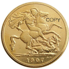 Load image into Gallery viewer, FULL SET (1902-1910) 9PCS KING EDWARD VII MATT PROOF GOLD PLATED 1 SOVEREIGN (1LSD) COPY COINS
