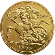 Load image into Gallery viewer, FULL SET (1902-1910) 9PCS KING EDWARD VII MATT PROOF GOLD PLATED 1 SOVEREIGN (1LSD) COPY COINS
