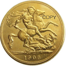 Load image into Gallery viewer, FULL SET (1902-1910) 9PCS KING EDWARD VII MATT PROOF GOLD PLATED 1 SOVEREIGN (1LSD) COPY COINS
