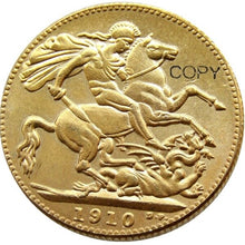 Load image into Gallery viewer, FULL SET (1902-1910) 9PCS KING EDWARD VII MATT PROOF GOLD PLATED 1 SOVEREIGN (1LSD) COPY COINS
