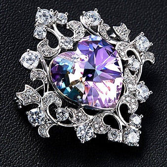 YGU59    S925 Sterling Silver Crystal Brooch Pin female Brooch